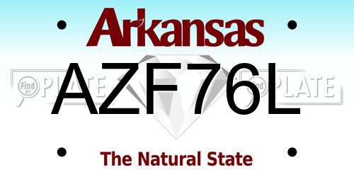 AZF76L Arkansas License Plate
