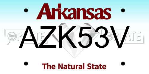 AZK53V Arkansas License Plate