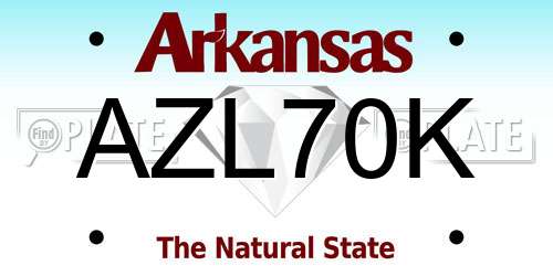 AZL70K Arkansas License Plate