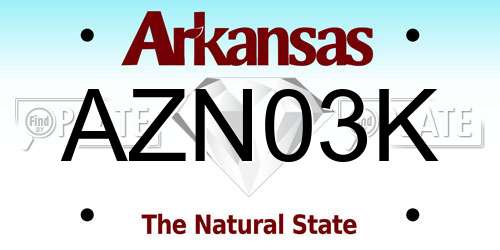 AZN03K Arkansas License Plate
