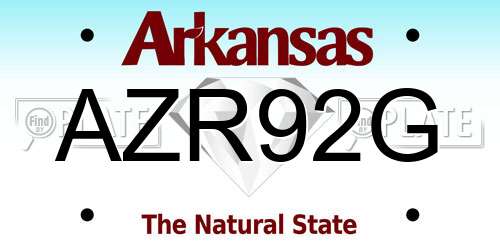 AZR92G Arkansas License Plate