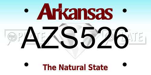 AZS526 Arkansas License Plate