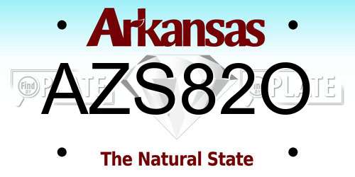 AZS82O Arkansas License Plate