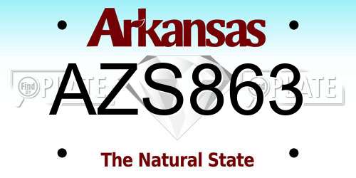 AZS863 Arkansas License Plate