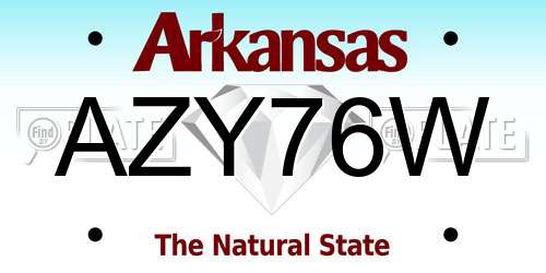 AZY76W Arkansas License Plate