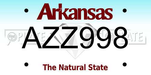 AZZ998 Arkansas License Plate