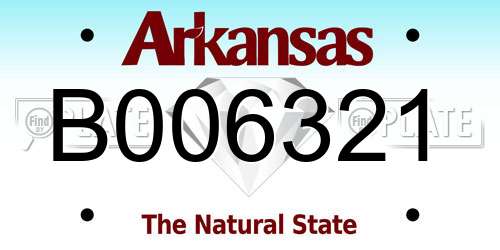 B006321 Arkansas License Plate
