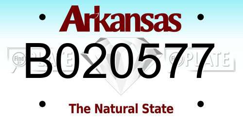 B020577 Arkansas License Plate