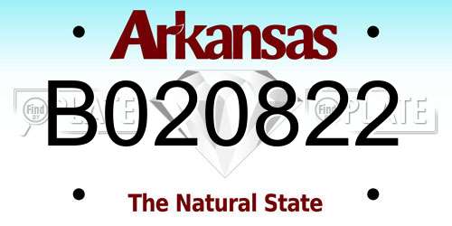 B020822 Arkansas License Plate