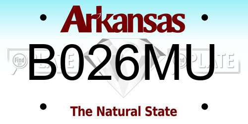 B026MU Arkansas License Plate