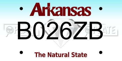 B026ZB Arkansas License Plate