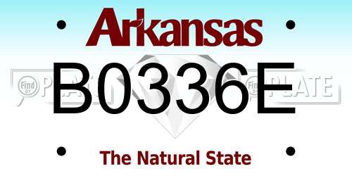 B0336E Arkansas License Plate
