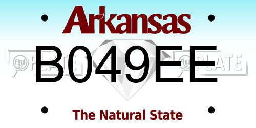 B049EE Arkansas License Plate