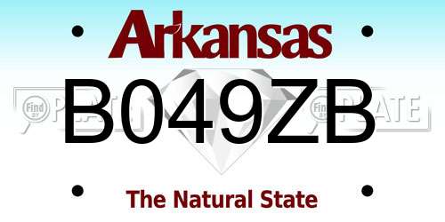B049ZB Arkansas License Plate