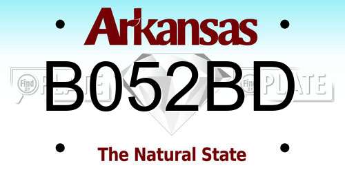 B052BD Arkansas License Plate