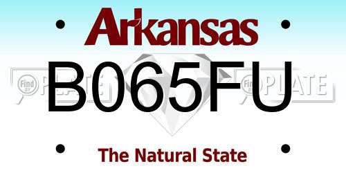 B065FU Arkansas License Plate