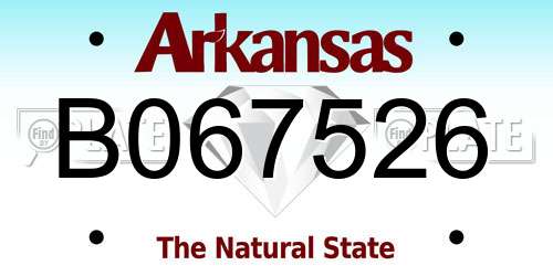 B067526 Arkansas License Plate