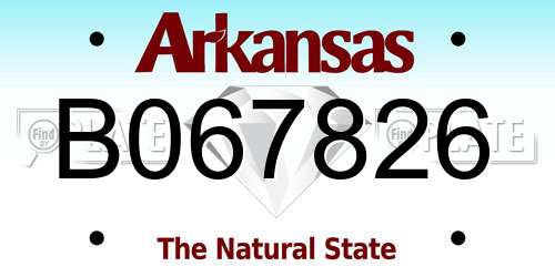 B067826 Arkansas License Plate