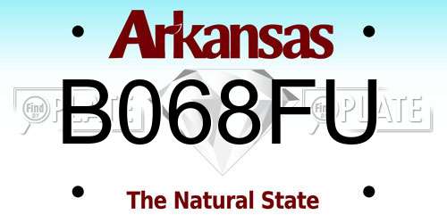 B068FU Arkansas License Plate