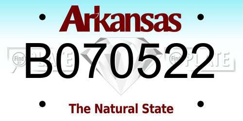 B070522 Arkansas License Plate