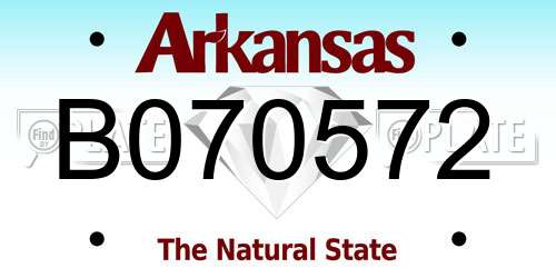 B070572 Arkansas License Plate