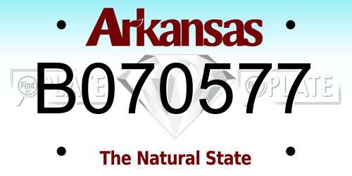 B070577 Arkansas License Plate