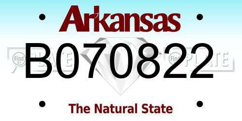 B070822 Arkansas License Plate
