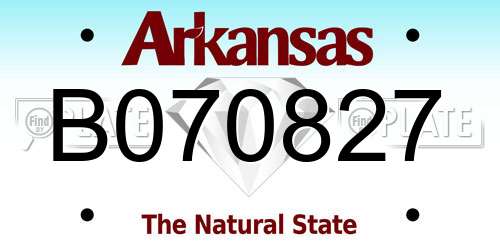 B070827 Arkansas License Plate