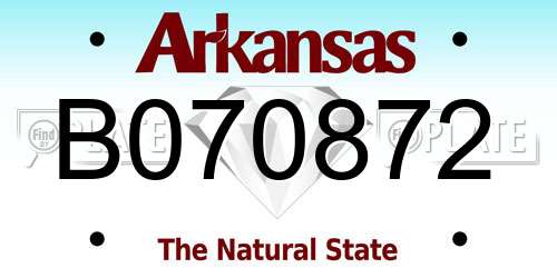 B070872 Arkansas License Plate