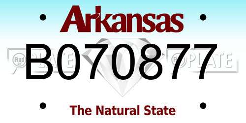 B070877 Arkansas License Plate