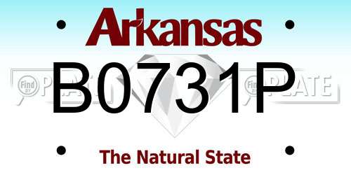 B0731P Arkansas License Plate