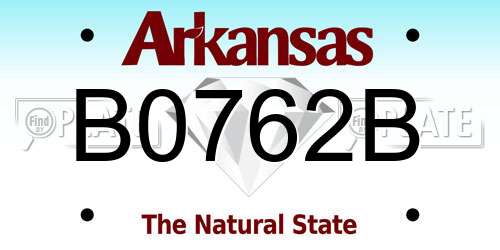 B0762B Arkansas License Plate
