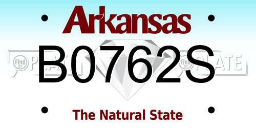 B0762S Arkansas License Plate