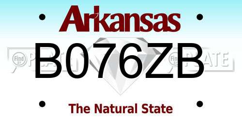 B076ZB Arkansas License Plate