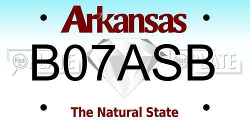 B07ASB Arkansas License Plate
