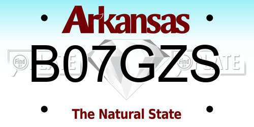 B07GZS Arkansas License Plate