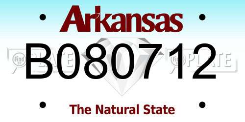 B080712 Arkansas License Plate