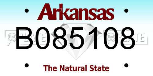 B085108 Arkansas License Plate