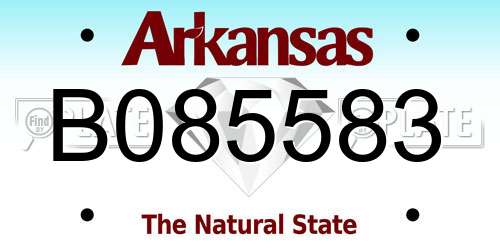 B085583 Arkansas License Plate