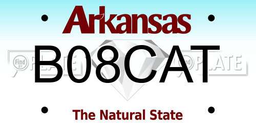 B08CAT Arkansas License Plate