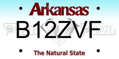 B12ZVF Arkansas License Plate