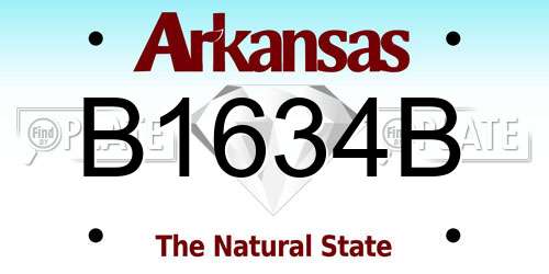 B1634B Arkansas License Plate