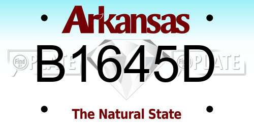 B1645D Arkansas License Plate