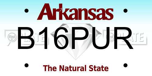 B16PUR Arkansas License Plate
