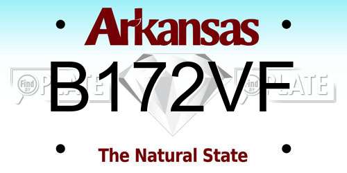 B172VF Arkansas License Plate