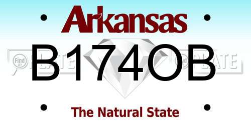 B174OB Arkansas License Plate