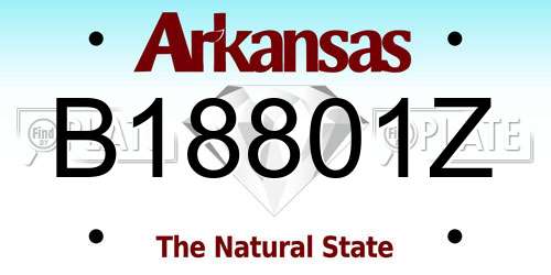 B18801Z Arkansas License Plate
