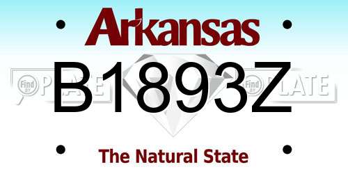 B1893Z Arkansas License Plate
