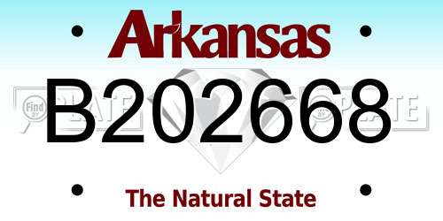B202668 Arkansas License Plate