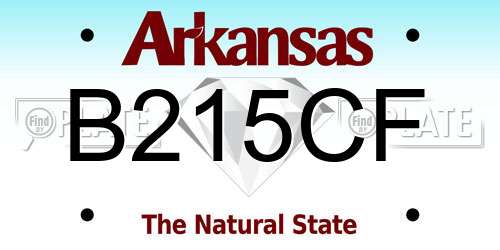 B215CF Arkansas License Plate